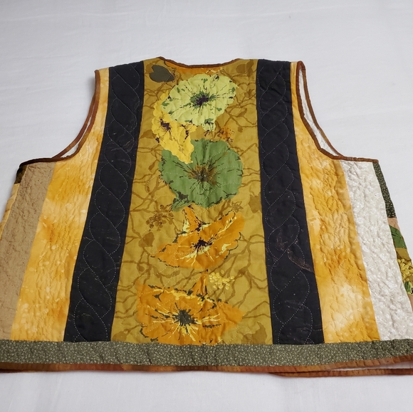 Vintage Y2K Handmade Floral Print Quilted Patchwork Vest One Size Boho Chic - Picture 14 of 14